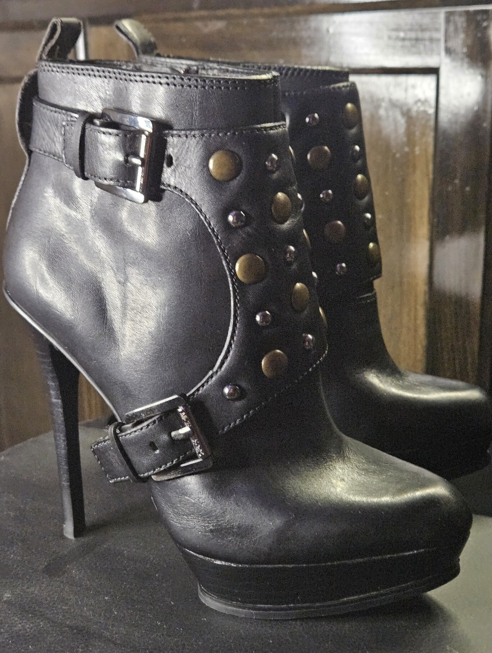 NWOT Michael Kors Black Studded Platform Stiletto Booties - Picture 2 of 16